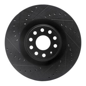 Audi S3 Brake Rotor (1) - Front Left - R1 Concepts - Drilled & Slotted - Black - `06-`13